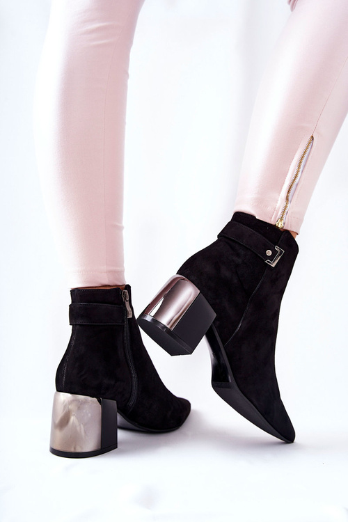 Kožené Boty Na Podpatku Laura Messi černé 2354