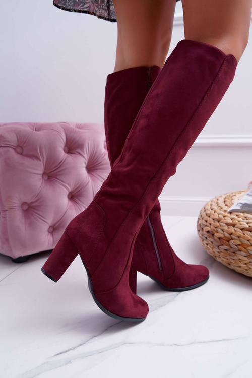 Dámské Kozačky Sergio Leone Semišové Bordó KZ275