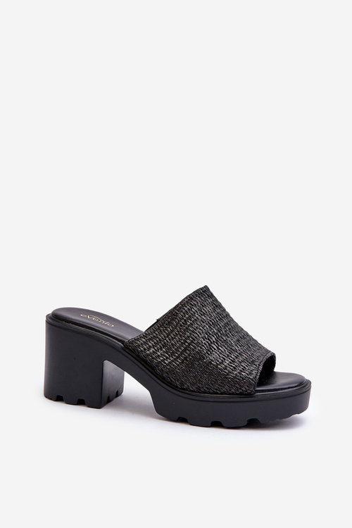 Dámské Žabky s Plétěním Na Podpatku Černé Titantha