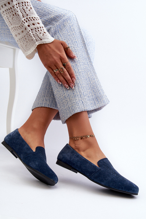 Semišové Pohodlné Mokasíny Modré Giovana