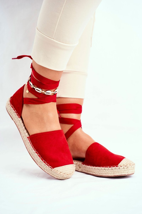 Dámské Espadrilky Šněrované Červené Bonjour