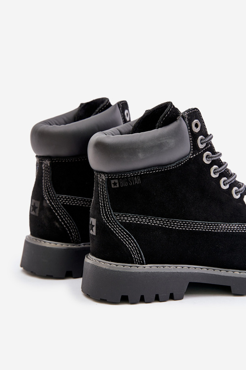 Semišové Zateplené Štýlové Topánky Pánske Big Star OO174138 HI-POLY SYSTEM Čierne