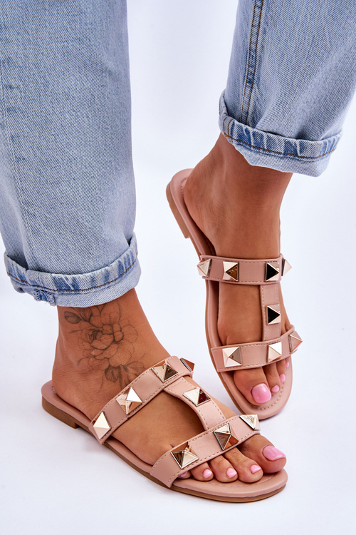 Dámské pantofle s velkými cvočky Nude Mercure