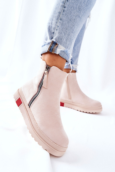 Suede topánky na topánkach Jodhpur na platforme Nessa Beige