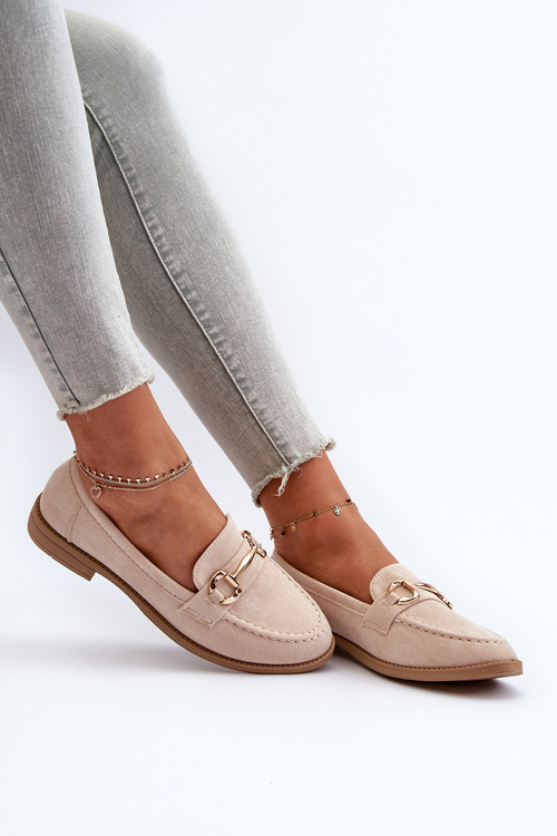 Dámske Mokasíny Na Plochom Podpätku S Ozdobou Beige Aviole