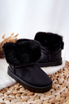 Dětské Kožené Boty S Fleecem Černé Madie