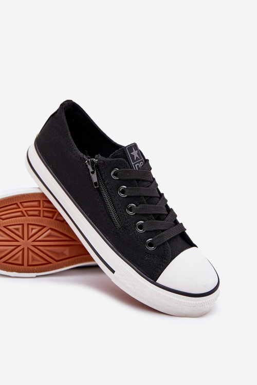 Dětské Nízké Tenisky Na Šňůrky Černé Margo