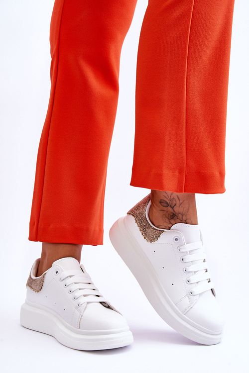 Dámská sportovní obuv s ozdobným vzorem bílo-zlato Delight