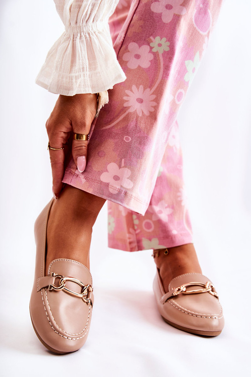 Kožené mokasíny S Dekorací Béžove Millario