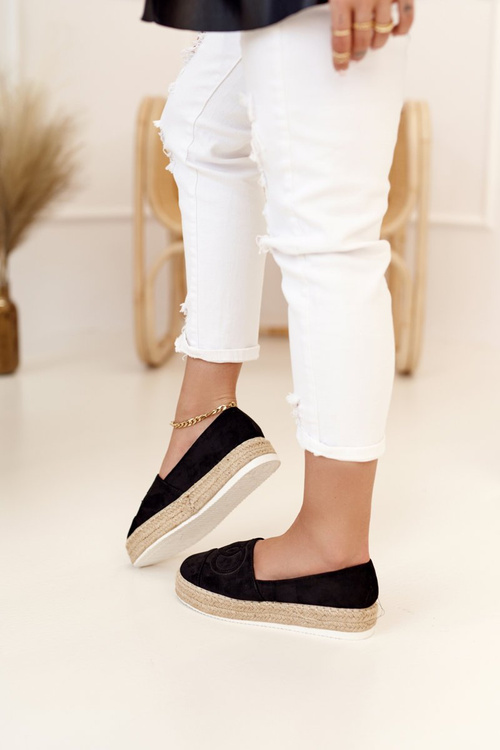 Dámske espadrilles na slamy Platform Black Febi