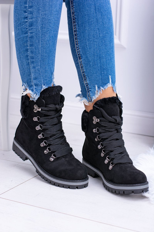 černé dámské kotníkové boty s kožešinou Vices K2