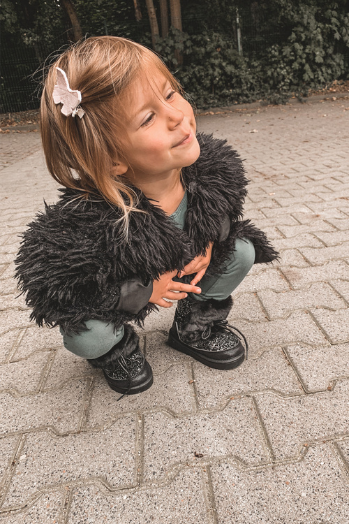 Detské topánky Snehové topánky s kožušinovou čiernou myšou Minnie