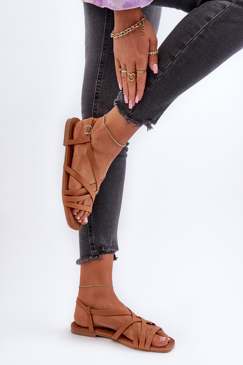 Ploché dámské sandály Big Star NN274013 Camel