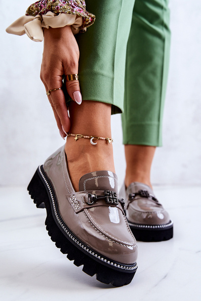 Lakované boty S Ornamentem Světle hnědá Adison