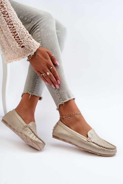 Dámske zlaté mokasíny Ranica