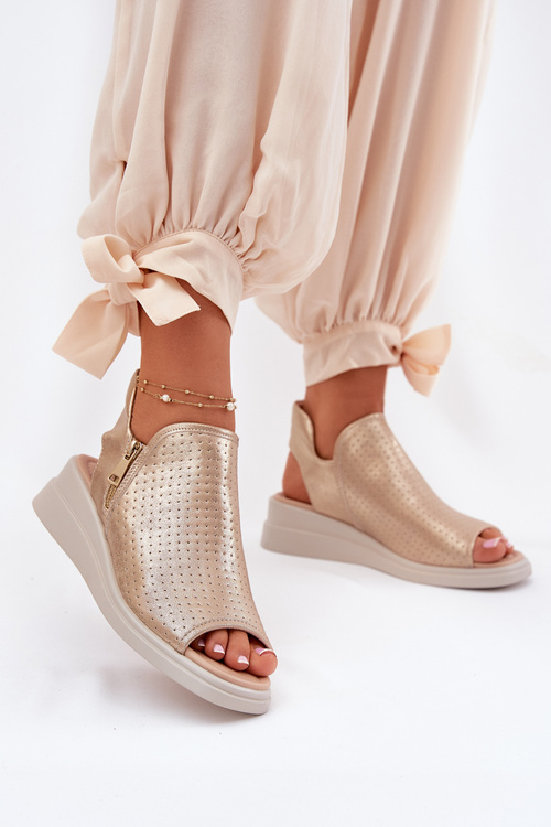 Dámské Sandály Na Klínu Zlaté Mevinette