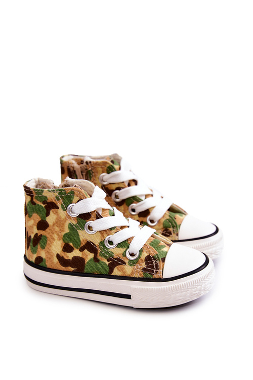 Dětské vysoké tenisky s zipem Béžová a zelená Filemon