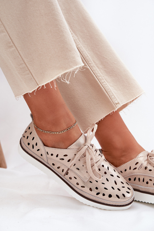 Dámske Kožené Poltopánky S.Barski LR51-611 Zlaté