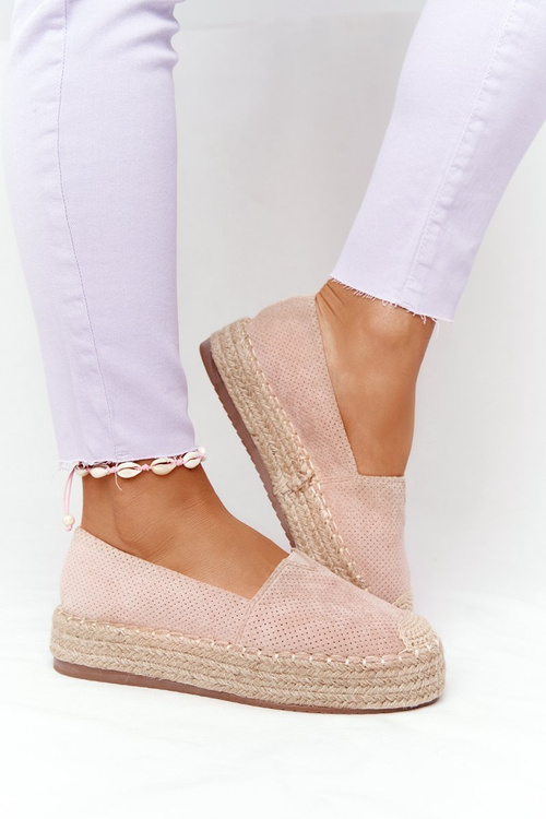 Espadrilles na diaľnici béžovej platformy slamy