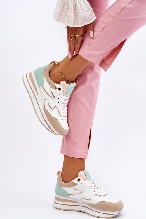 Módní sportovní obuv bílé a béžové Roen