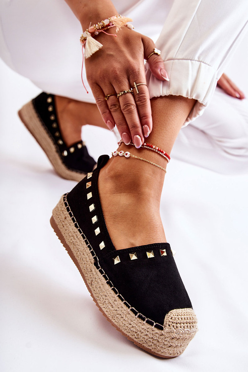 Dámske espadrilly s čiernymi gombíkmi