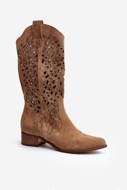 Zazoo 3403 Prezreté Dámske Čižmy Na Nízkom Podpätku Bežové