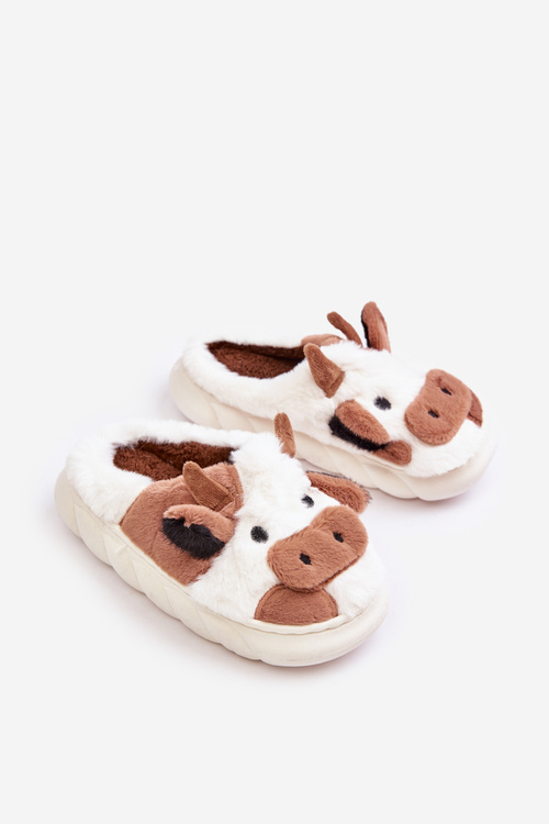Dětské Kožené Pantofle S Kravským Motivem Hnědé Tamorrin