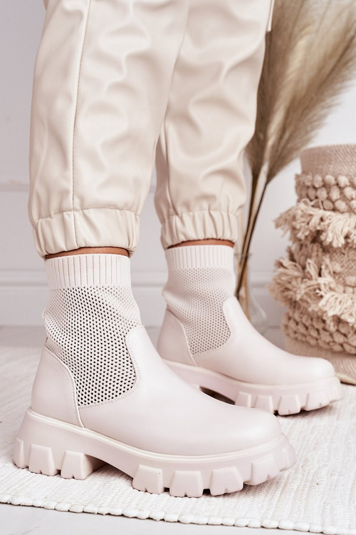 Ženské ponožkové topánky pracovné topánky ecru búrlivé