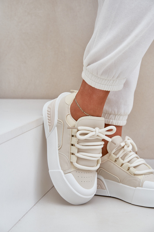Dámské Tenisky S Tlustými Šňůrkami Na Platformě Béžové Laloma