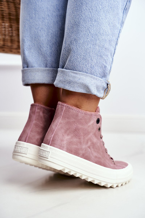 Dámské Tenisky Big Star Vysoké Zateplené Růžové GG274109