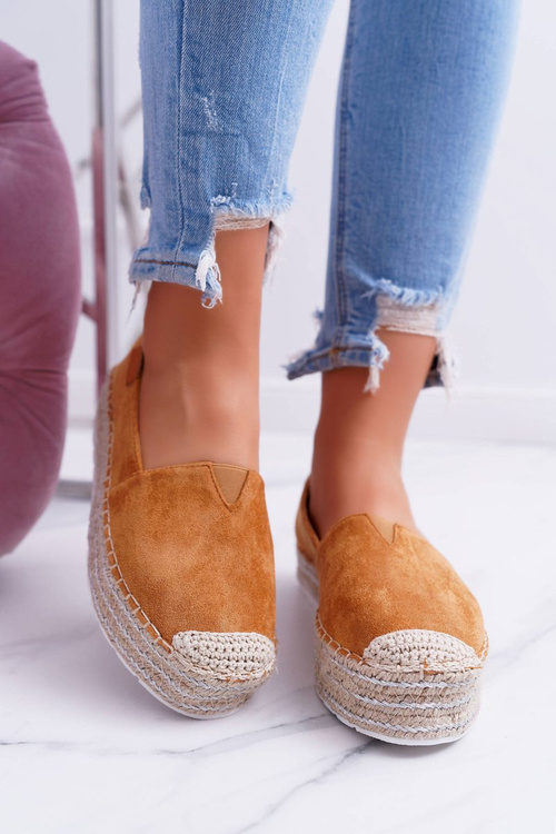 Slocked Suede Espadrilles Camel Mariako