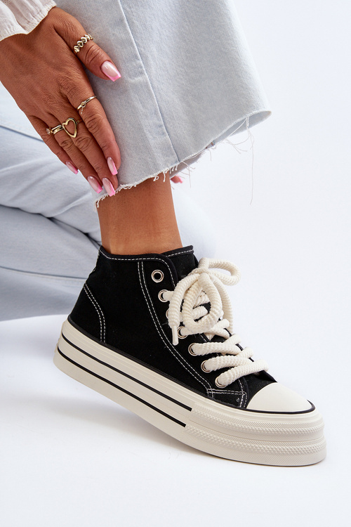 Dámske tenisky na platforme čierne Aineri