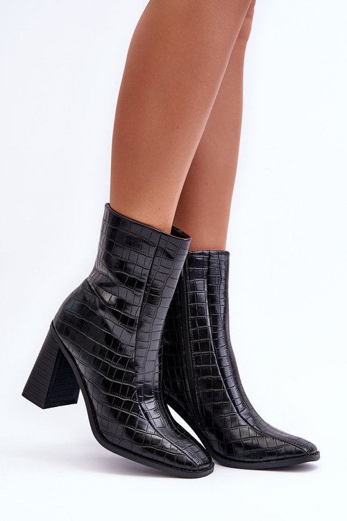 Kožené vysoké hadie topánky čierny vzor Kornell