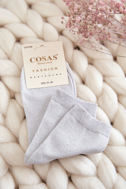Dámské bavlněné ponožky s lesklou nití Cosas Bíle