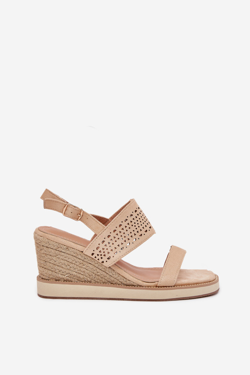 Dámske Sandále S Otvormi Na Klíne S Pletením Béžové Zolira