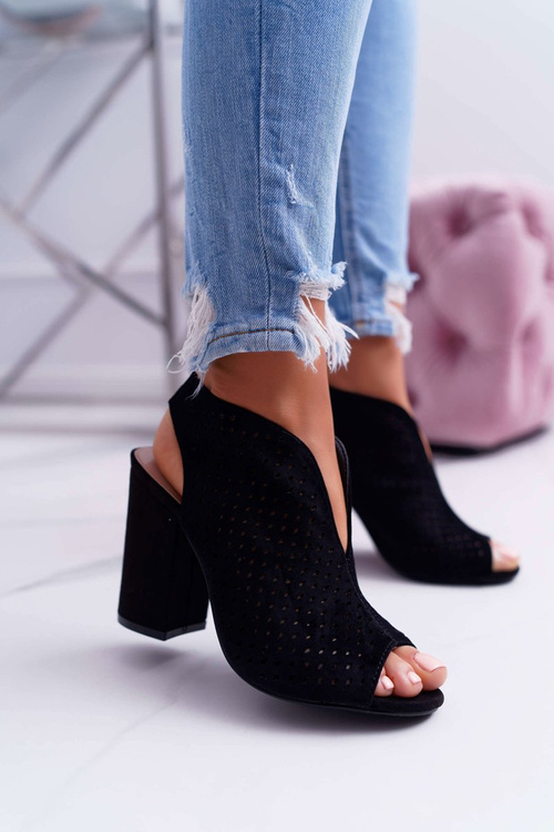 Dámské Sandály Na Podpatku Peep Toe Černé Nevienna