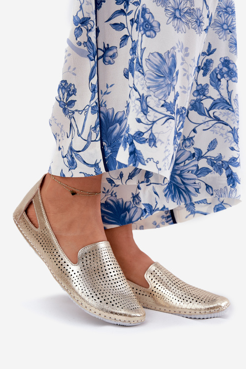 Děrované Baletky Z Přírodní Kůže Artiker 56C2694 Zlaté