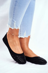 Čierne dámske baleríny s amantero zirkónmi