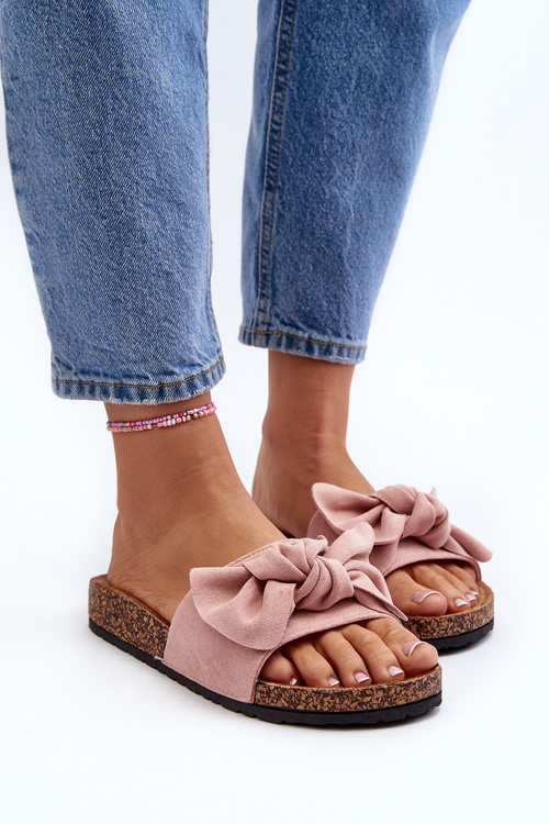 Dámske ružové papuče s mašľou Ezephira