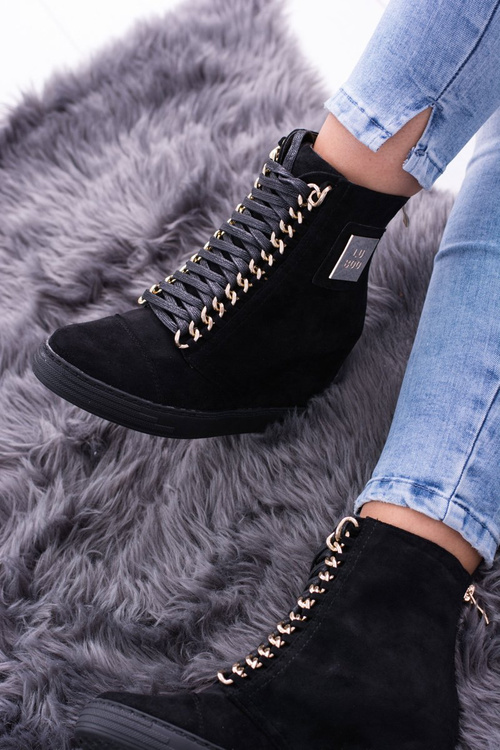 Dámská Obuv Sneakers Lu Boo Semišové Tenisky Černé Monica