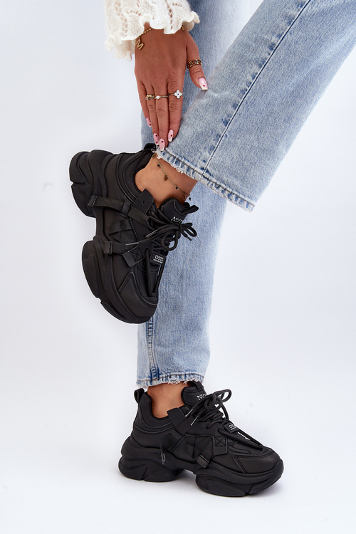 Dámske tenisky na masívnej podrážke čierne Windamella