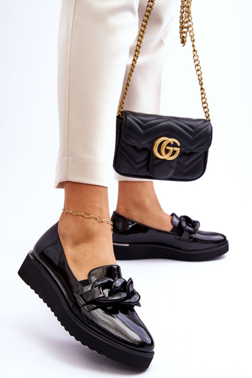 Maľované klinové mokasíny čierna semma