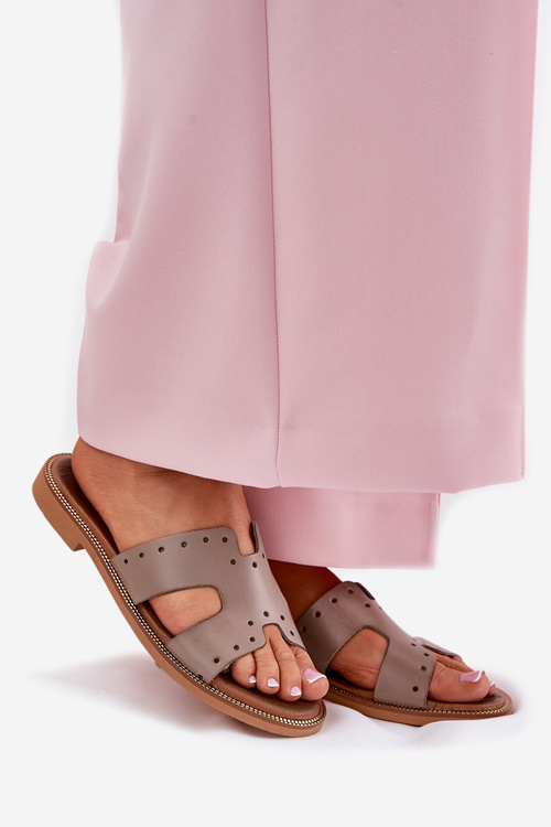 Zazoo 40326 Dámské sandály s ozdobnými výřezy tmavě béžové