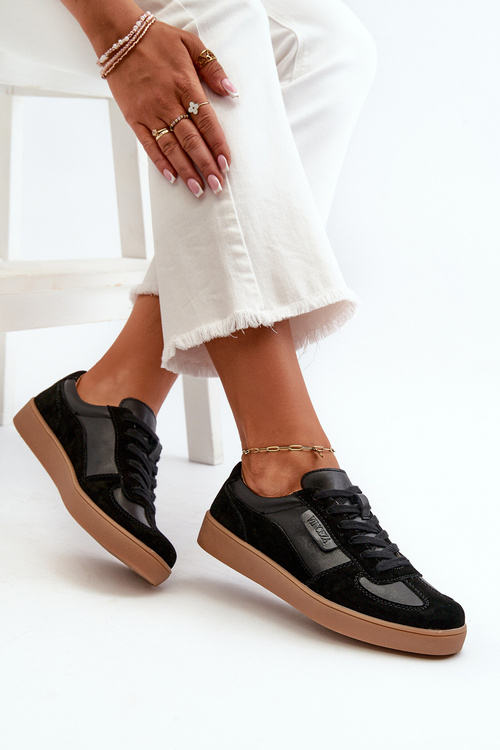 Dámske čierne kožené tenisky Vinceza 7333