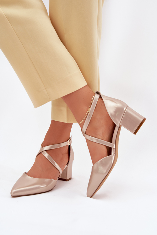 Lodičky Na Podpatku Z Eko Kůže Zlaté Sergio Leone SK830