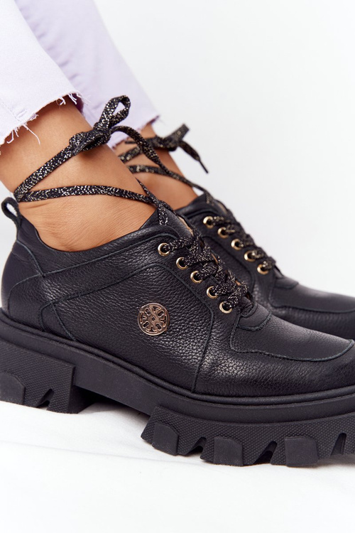 Dámské Kožené Polobotky Lewski Shoes 3011-00 Černé