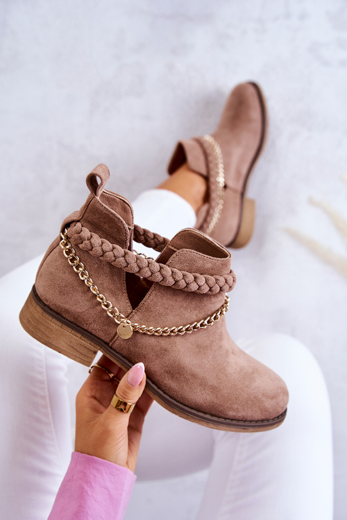 Semišové Boty S Retězem Hněde Talitha