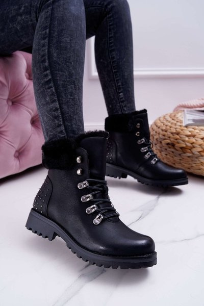 Ženské topánky kožušiny čierne ergost