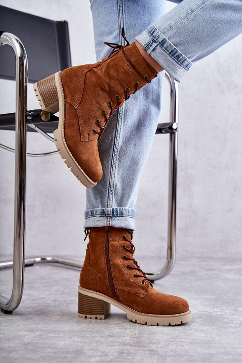 Dámské zateplené kozačky na vysokém podpatku Velbloud Julieta