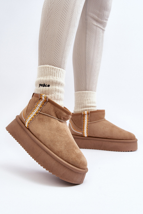 Topánky na platforme so vzorom svetlohnedé Udra